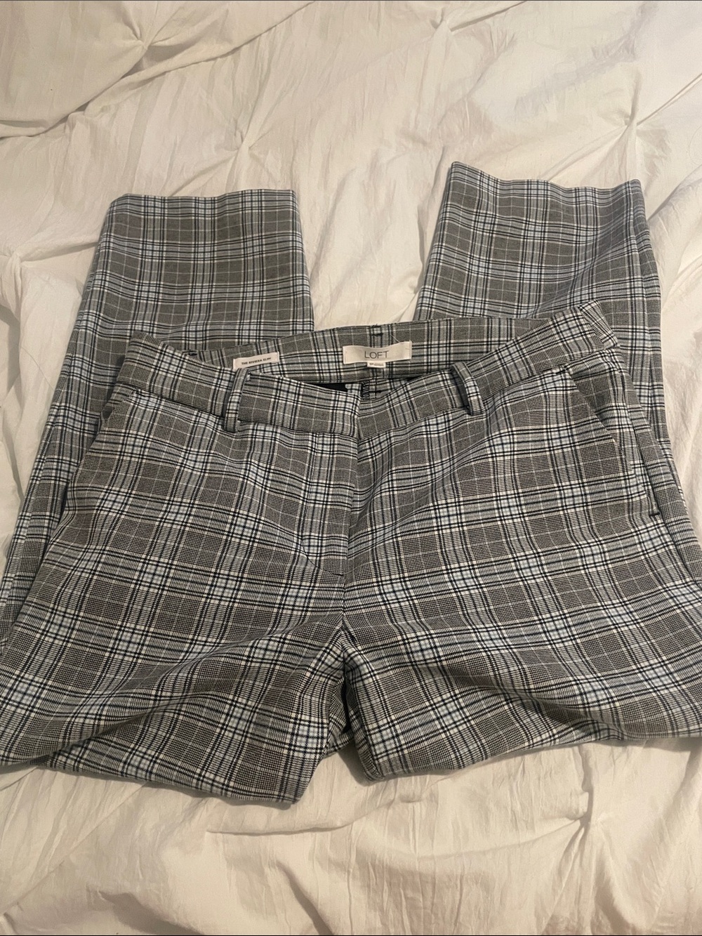 LOFT Gray Plaid Womens Dress Pants